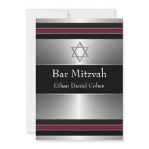 Black Red Silver Star of David Bar Mitzvah