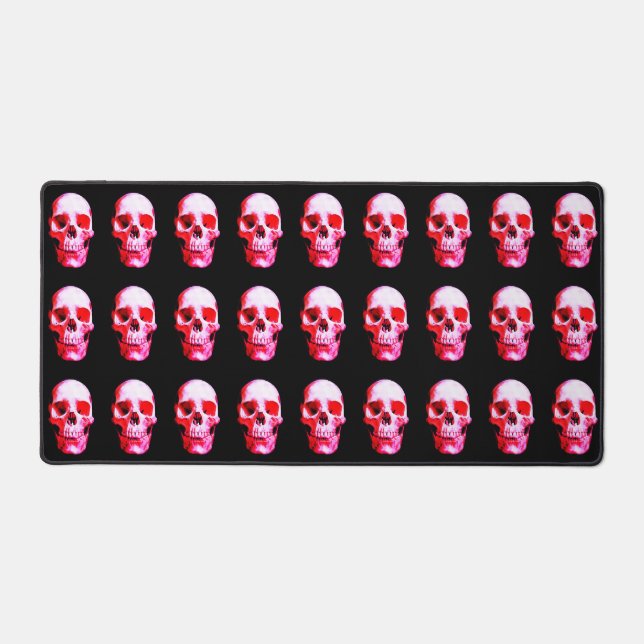 Black & Red Skull  Desk Mat (Front)