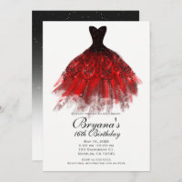 Black Red Sparkle Elegant Dress Birthday Party