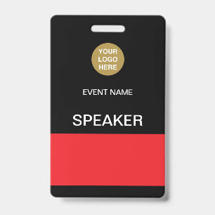 Black Red Speaker Event ID Badge