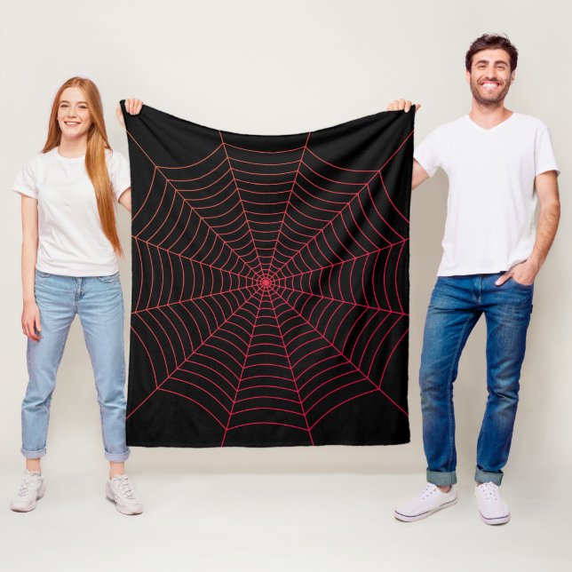 Black red spider web Halloween pattern Fleece Blanket (In Situ)