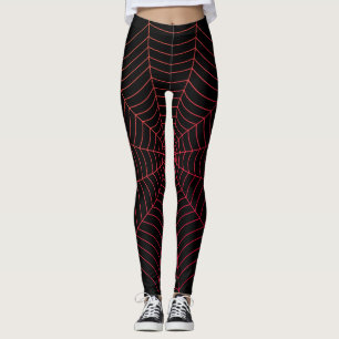 Black red spider web Halloween pattern Leggings