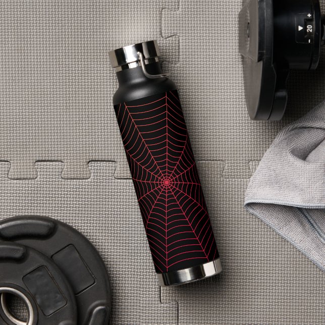 Black red spider web Halloween pattern Water Bottle (Gym)