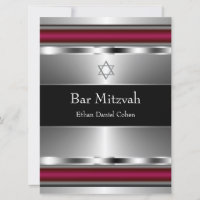 Black Red Star of David Bar Mitzvah
