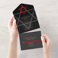 Black Red Star of David Bar Mitzvah RSVP