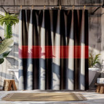 Black & Red Stitched Vintage Leather Shower Curtain<br><div class="desc">An elegant black and red image of leather is stitched with a customisable monogram.</div>