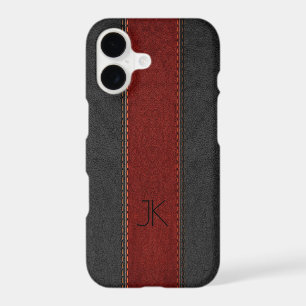 Black & Red Stitched Vintage Leather Stripes