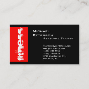 Black Red Striped Fitness Sport Business Card