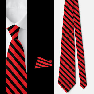 Black Red Stripes Abstract Pattern     Tie