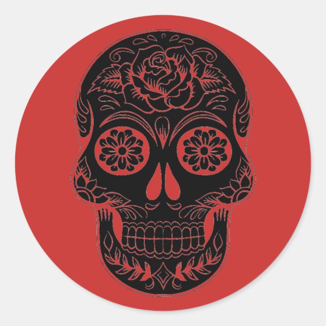 Black & Red Sugar Skull/Day of the Dead Stickers (Front)