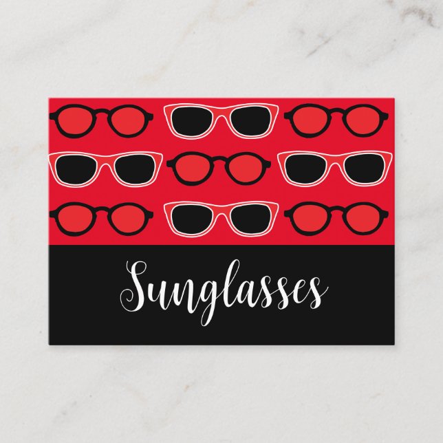Black Red Sunglasses Pattern Business Card (Front)