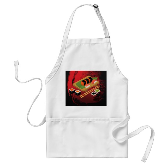 Black & Red Sushi Cook Standard Apron (Front)
