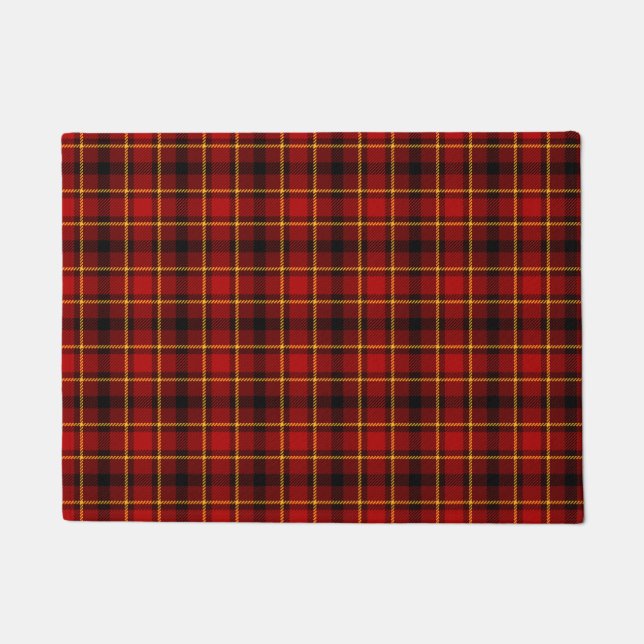 Black Red Tartan Plaid Holiday Design Christmas Doormat (Front)