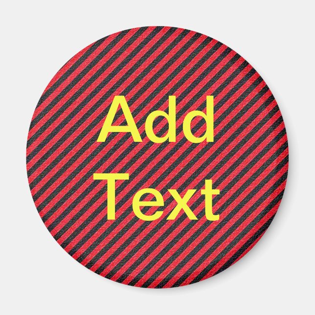 Black Red Thin Diagonal Stripes Magnet (Front)