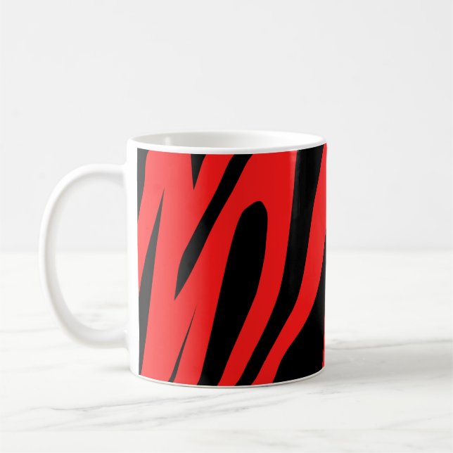 Black  - Red Tones Tiger Seamless Pattern  Coffee Mug (Left)