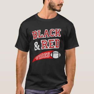 Black & Red Vibes Football Team Fan T-Shirt