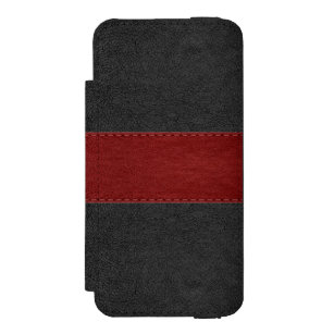 Black & Red Vintage Leather Texture Incipio Watson™ iPhone 5 Wallet Case