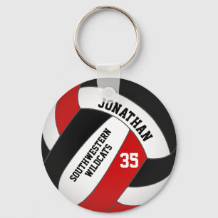 black red volleyball player and team name key ring