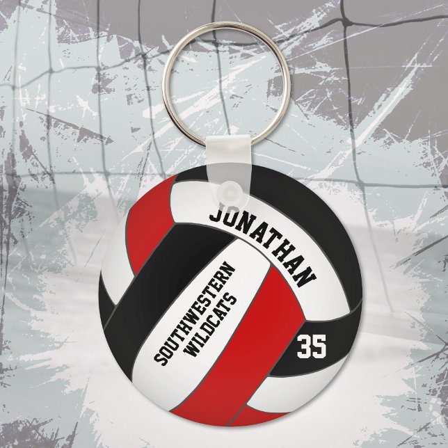 black red volleyball player and team name key ring (Creator Uploaded)
