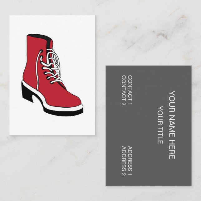 Black Red Western Boots Business Card (Front/Back)
