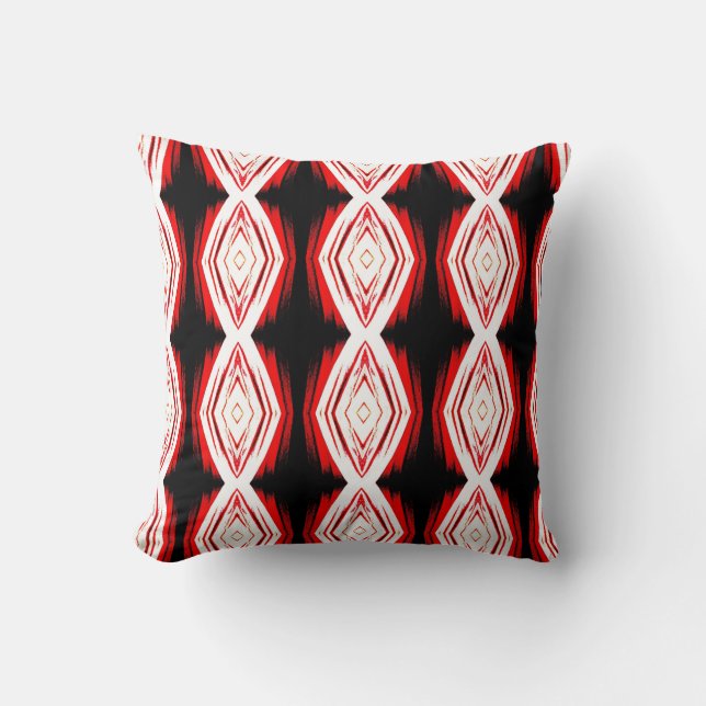 Black, red, white  abstract pattern solid back cushion (Front)