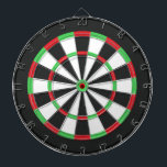 Black, red, white and green dartboard<br><div class="desc">A trendy modern design with black,  white,  red,  and green,  geometric shapes.</div>