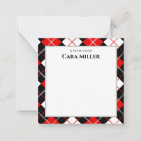Black Red White Argyle Personalised