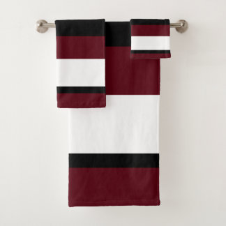 Black Red White Blocks Bath Towel Set