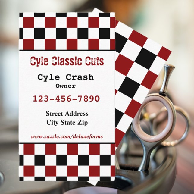 Black Red White Chequered Business Card (Creator Uploaded)