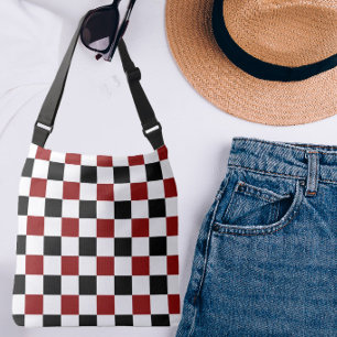 Black Red White Chequered Crossbody Bag