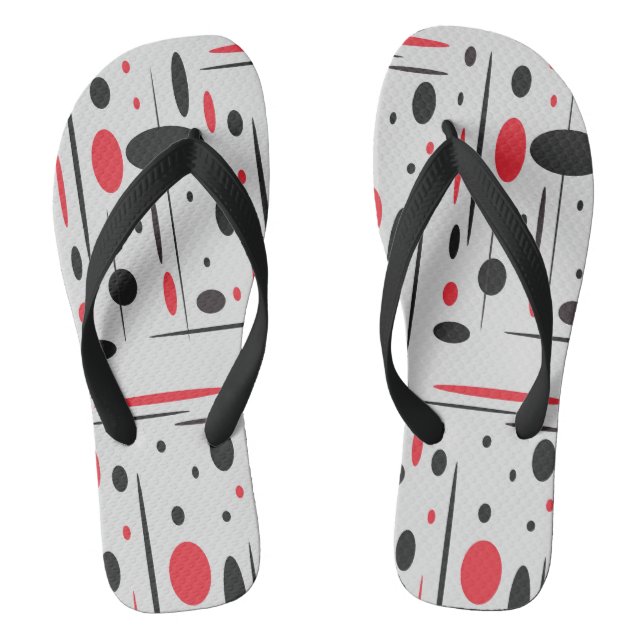 Black, Red, & White Flip Flops (Footbed)