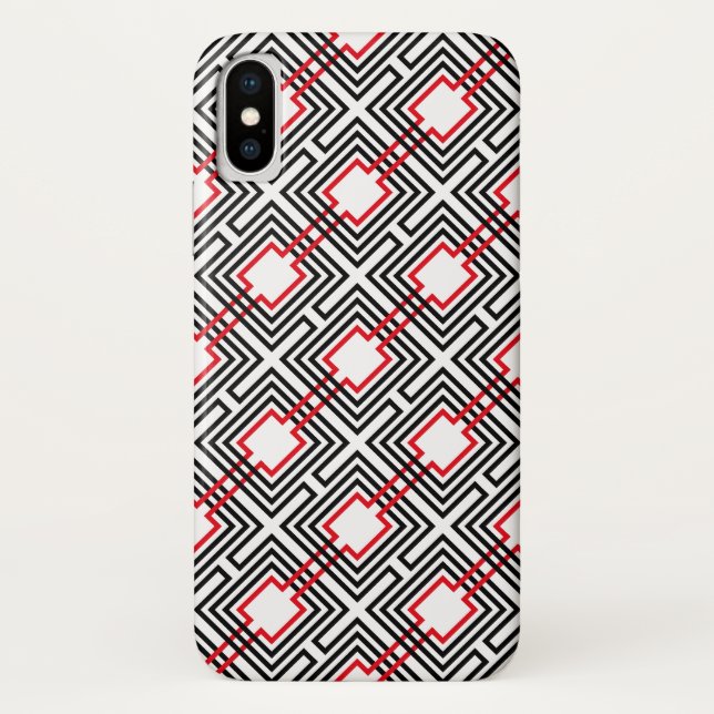 Black Red & White Geometric Case-Mate iPhone Case (Back)