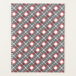Black Red & White Geometric Planner