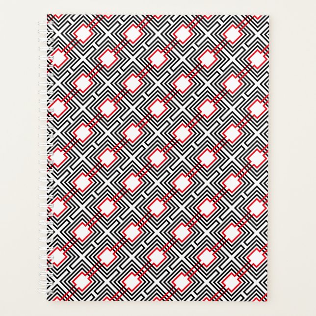 Black Red & White Geometric Planner (Front)