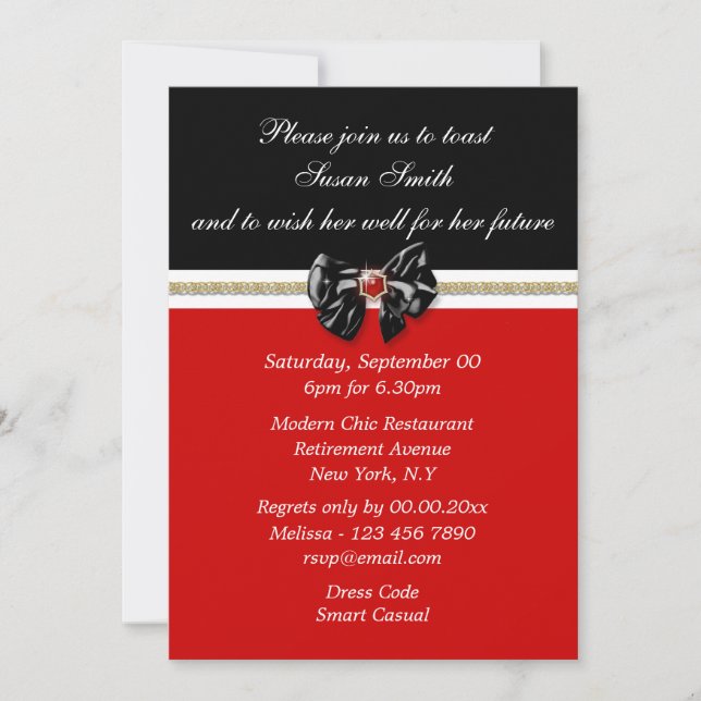 Black red white gold PERSONALIZE Invitation (Front)