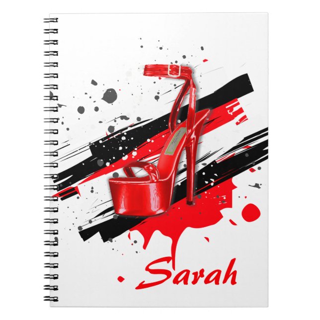 Black, Red & White Hot High Heels Spiral Notebook (Front)