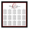 Black Red White Monogram Wedding Seating Chart 150