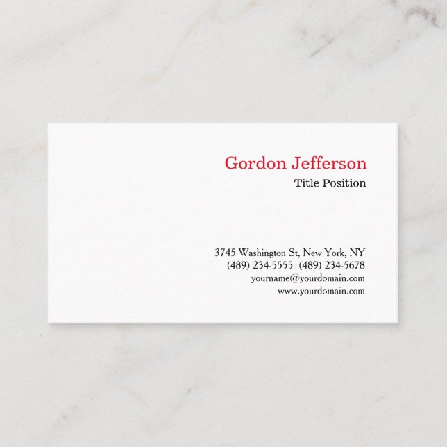 Black Red White Professional Simple Business Card (Front)