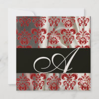 BLACK RED WHITE SILK DAMASK CLOTH MONOGRAM