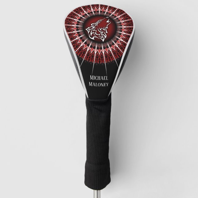 Black Red Wolf Animal Manly  Golf Head Cover (Front)