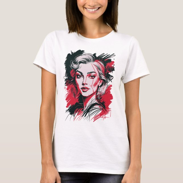 Black & Red Woman 1 T-Shirt (Front)