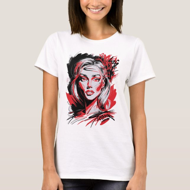 Black & Red Woman 2 T-Shirt (Front)