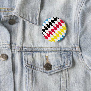 Black Red Yellow Blue Bavaria Diamond Flag Pattern 6 Cm Round Badge
