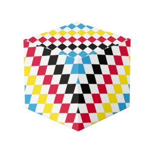 Black Red Yellow Blue Bavaria Diamond Flag Pattern Cube