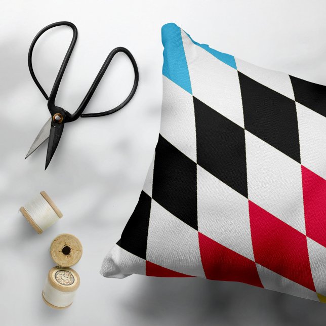 Black Red Yellow Blue Bavaria Diamond Flag Pattern Decorative Cushion (Creator Uploaded)