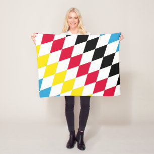 Black Red Yellow Blue Bavaria Diamond Flag Pattern Fleece Blanket