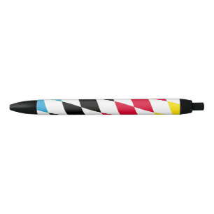 Black Red Yellow Blue Bavaria Diamond Flag Pattern Ink Pen
