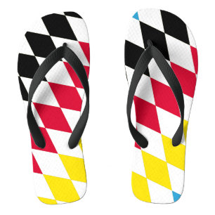 Black Red Yellow Blue Bavaria Diamond Flag Pattern Jandals