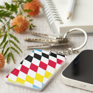 Black Red Yellow Blue Bavaria Diamond Flag Pattern Key Ring