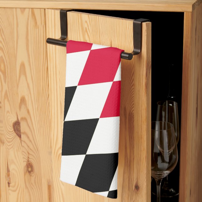 Black Red Yellow Blue Bavaria Diamond Flag Pattern Tea Towel (Thirds Fold)